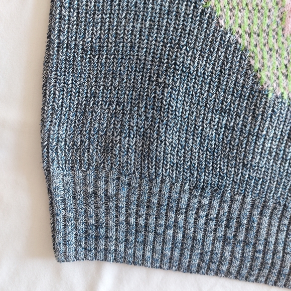 Heavy Knit Oversized Wool Blend Fuzzy Smiley Face Crew Sweater Unisex Size S - Picture 8 of 15